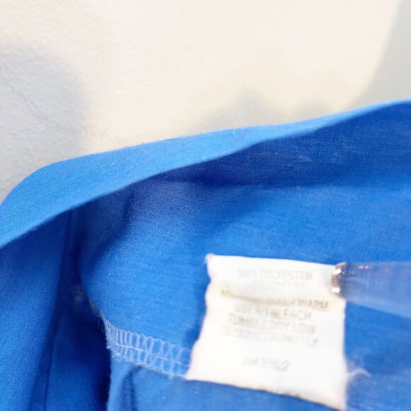 Vintage 70s 80s Artistic Creation Size Medium House Dress Blue Floral Embroidery - Picture 9 of 16